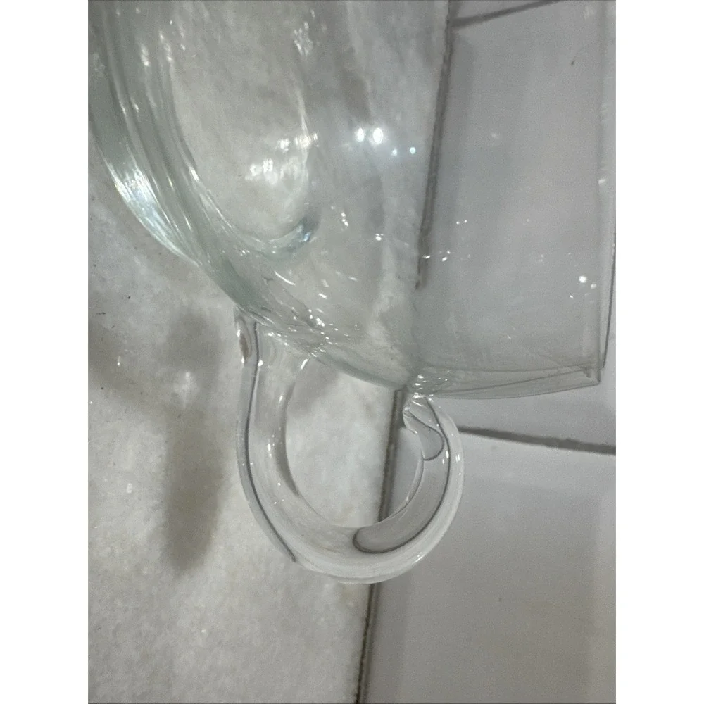 Vintage Hand Blown‎ Clear Glass Cream And Sugar Set OLA002